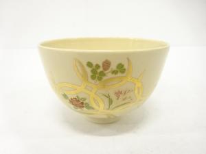 萩焼　加藤藤山造　金彩色絵　花七宝　茶碗